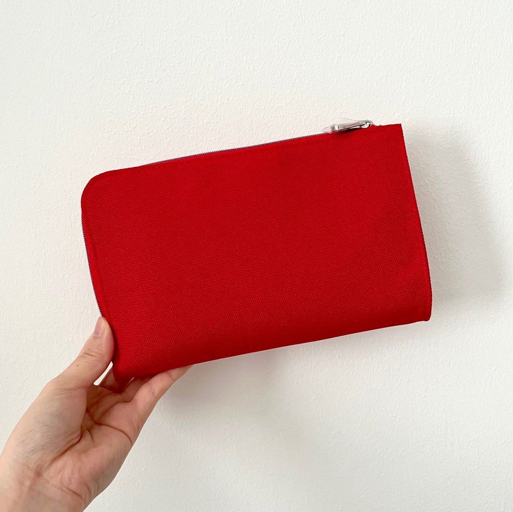 CD DIOR Fabric Flat Clutch Pouch in Red