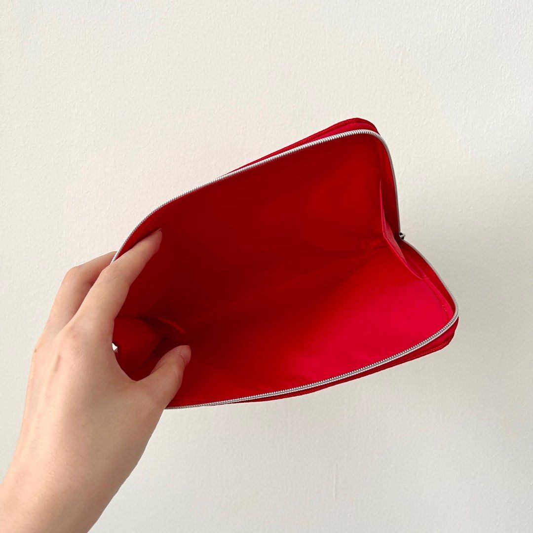 CD DIOR Fabric Flat Clutch Pouch in Red