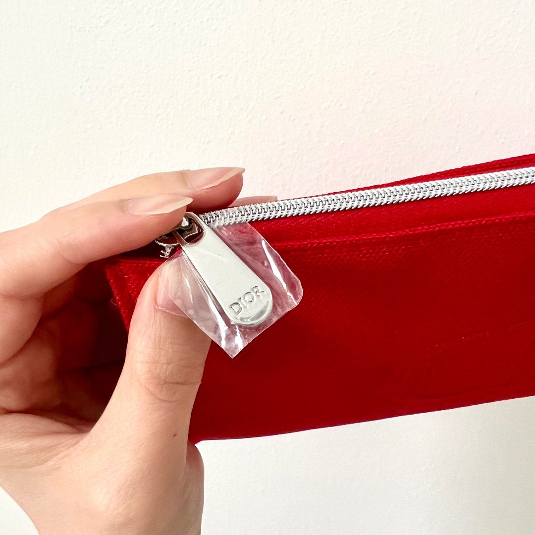CD DIOR Fabric Flat Clutch Pouch in Red