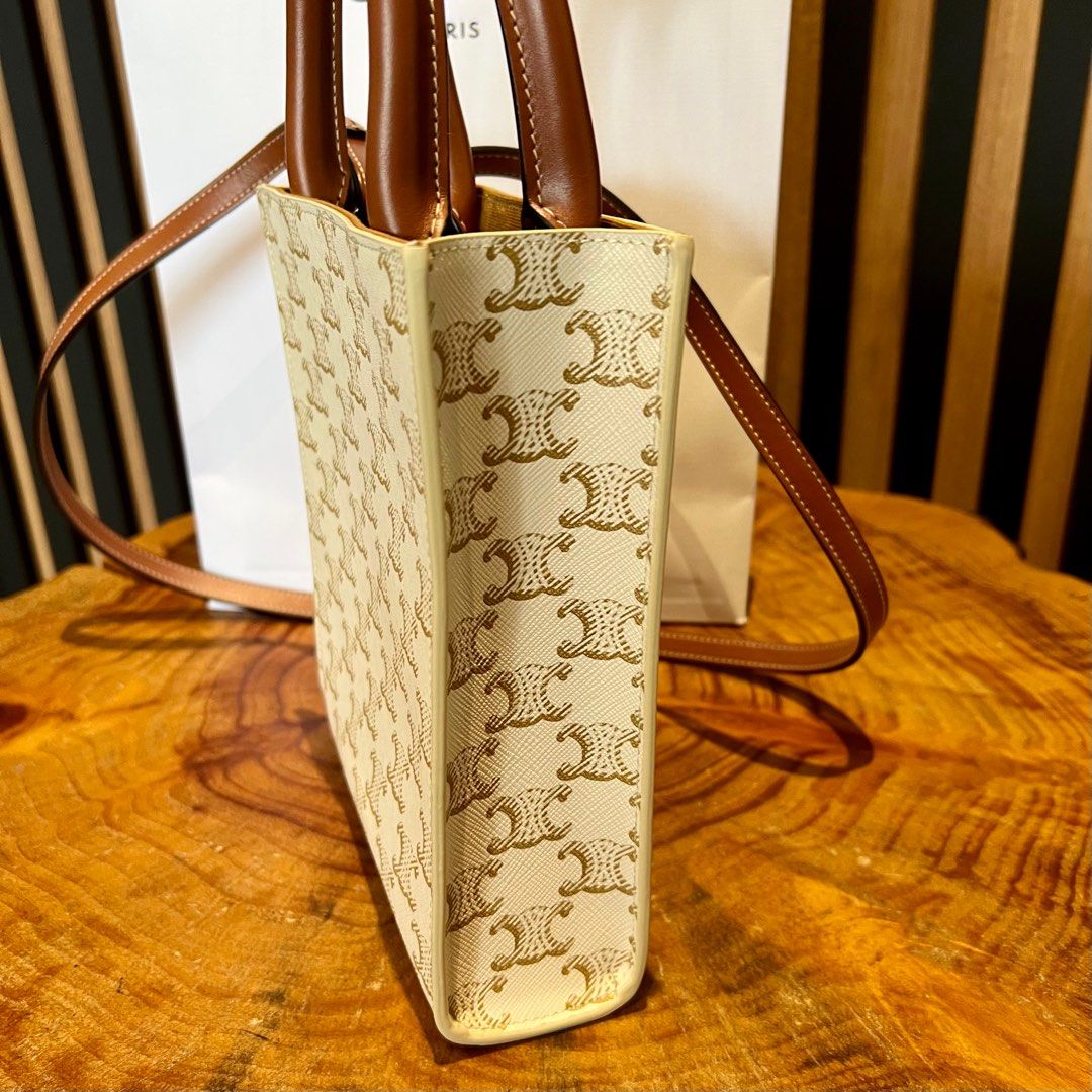 Celine Print Cabas Vertical Small Triomphe Tan