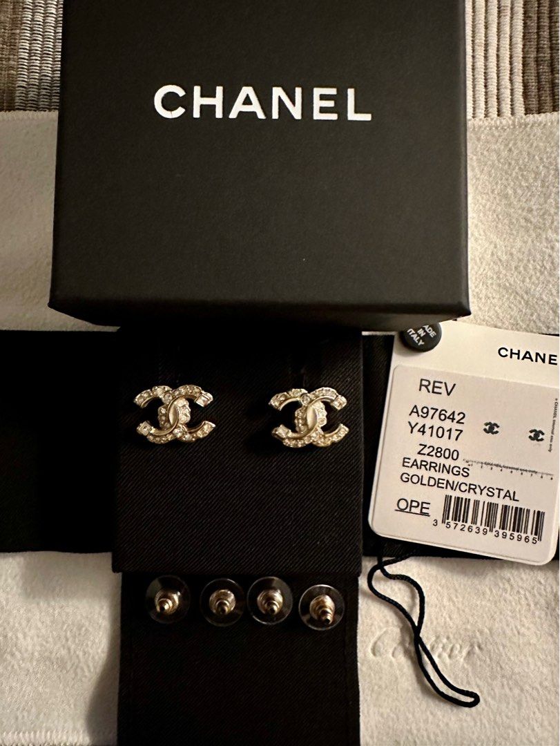 CHANEL, Jewelry, Chanel Goldencrystal 22 Costume Earrings