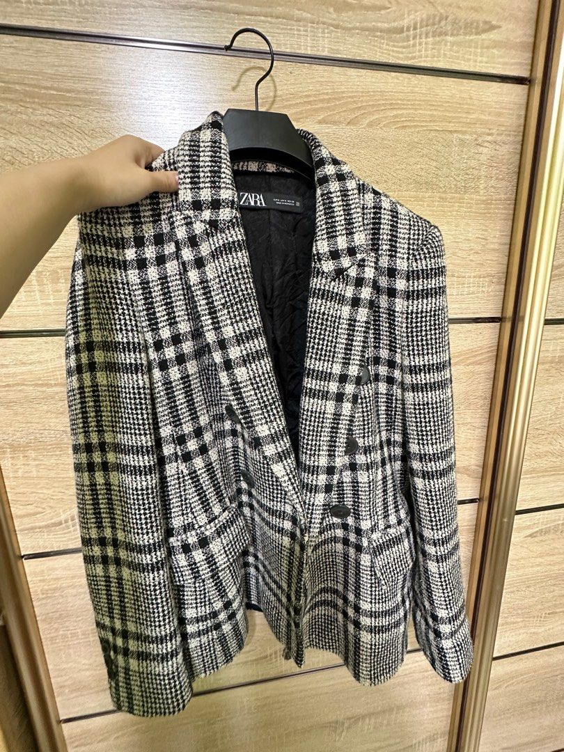 Checkered Blazer Women s Fashion Coats Jackets and Outerwear on