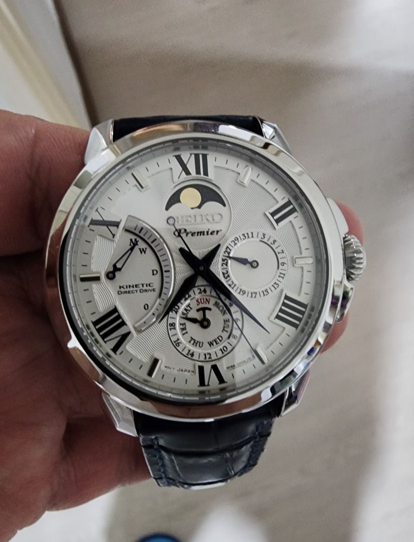 kylling succes krave Description: SEIKO Premier Gents Kinetic Direct Drive Moonphase SRX015P1,  Men's Fashion, Watches & Accessories, Watches on Carousell