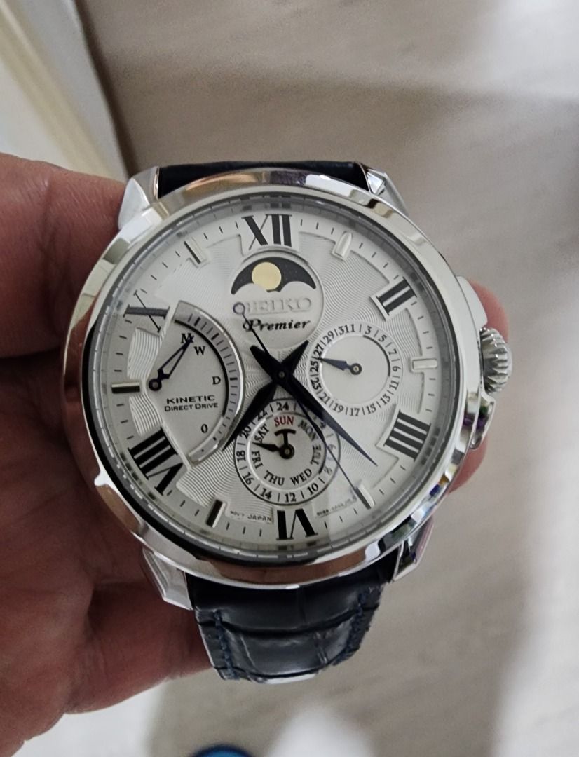 Seiko premier moon phase kinetic direct drive sale