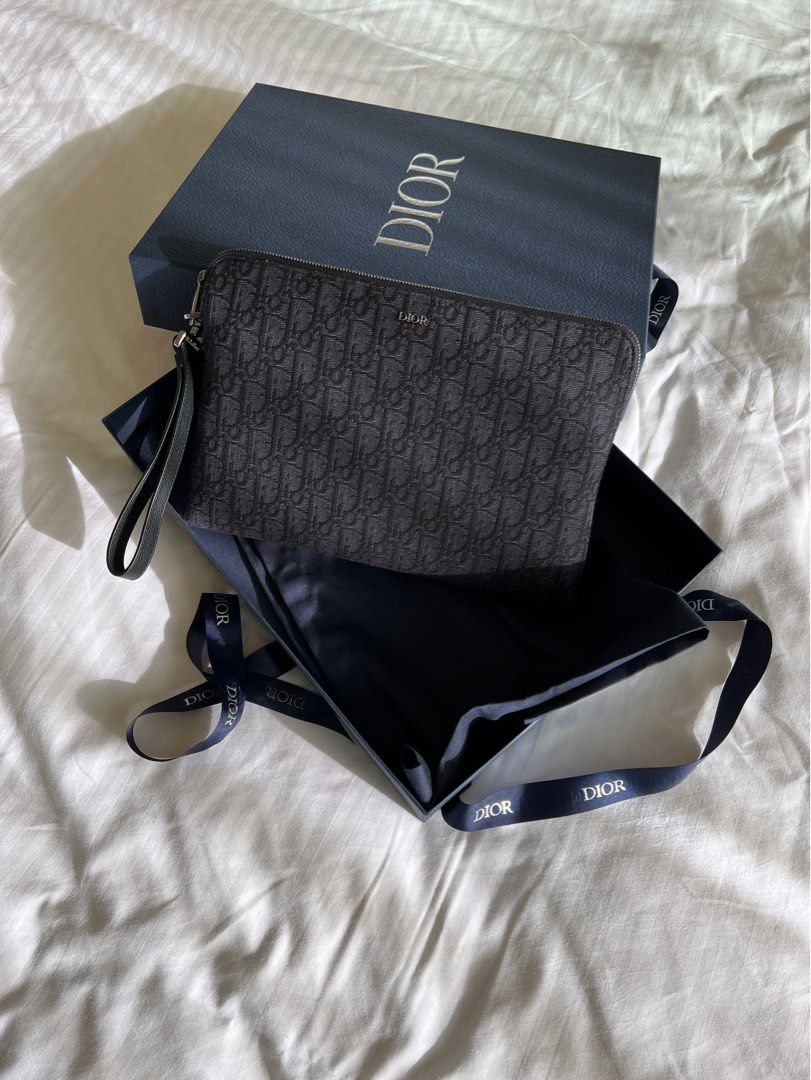 Dior Oblique Jacquard pouch, Men's Fashion, Bags, Belt bags, Clutches and Pouches on Carousell