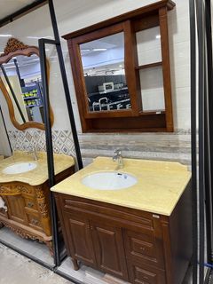 Elegant Brown Bathroom Cabinet And Sink