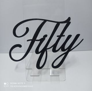 Fifty Cake Topper Glitter Black Cardstock also available in other color