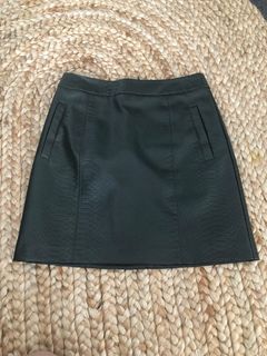 Green leather snakeskin skirt