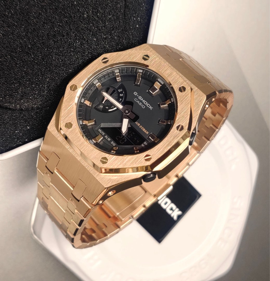 Gshock mini coast oak gmas2100 s2100 rosegold custom mod, Women's