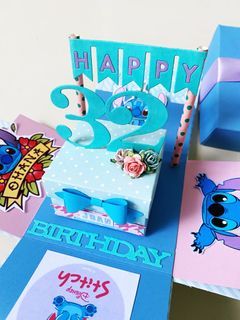 Happy 32 birthday  lilo and stitch handmade interactive card