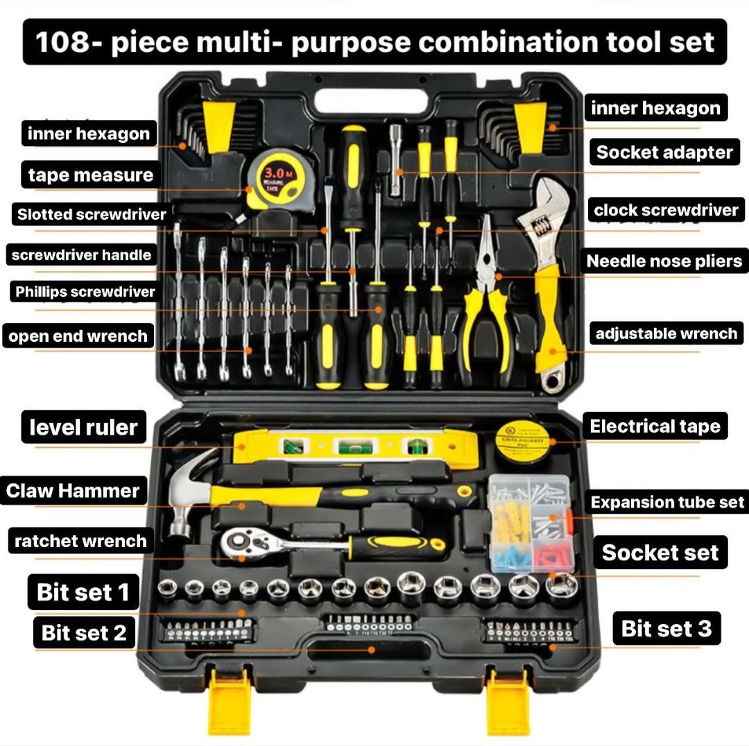 Hardware Tool Set Power Tools Yellow Set (H0382), Furniture  Home Living,  Home Improvement  Organisation, Home Improvement Tools  Accessories on  Carousell