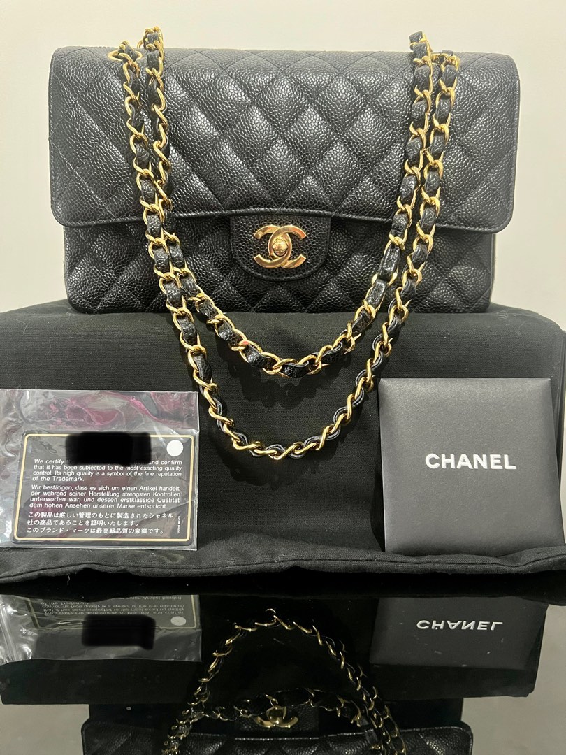 💖💖💖“Holy Grail”💖💖💖Full Set Authentic Classic Chanel Vintage 24K  Yellow Gold Black Caviar 25cm Medium CF Double Flap Bag in Excellent  Pristine Flawless Condition💖💖💖, Luxury, Bags & Wallets on Carousell