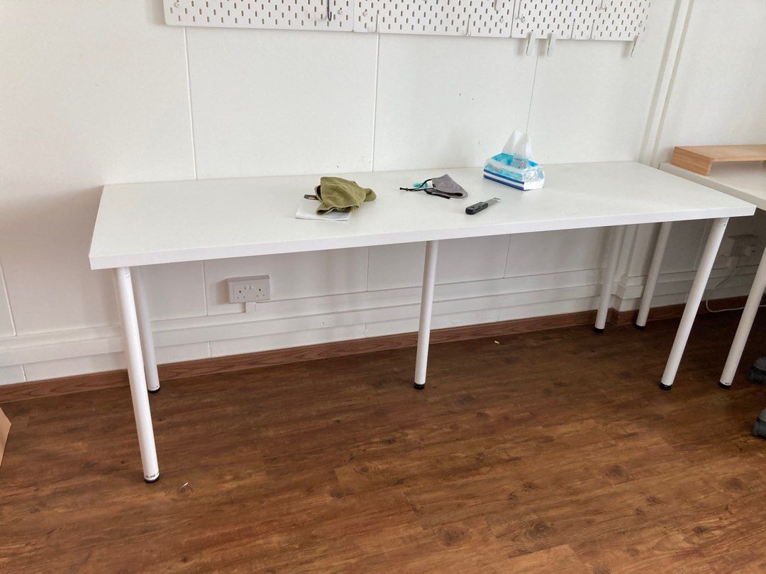 LAGKAPTEN / ADILS Desk, white, 200x60 cm - IKEA