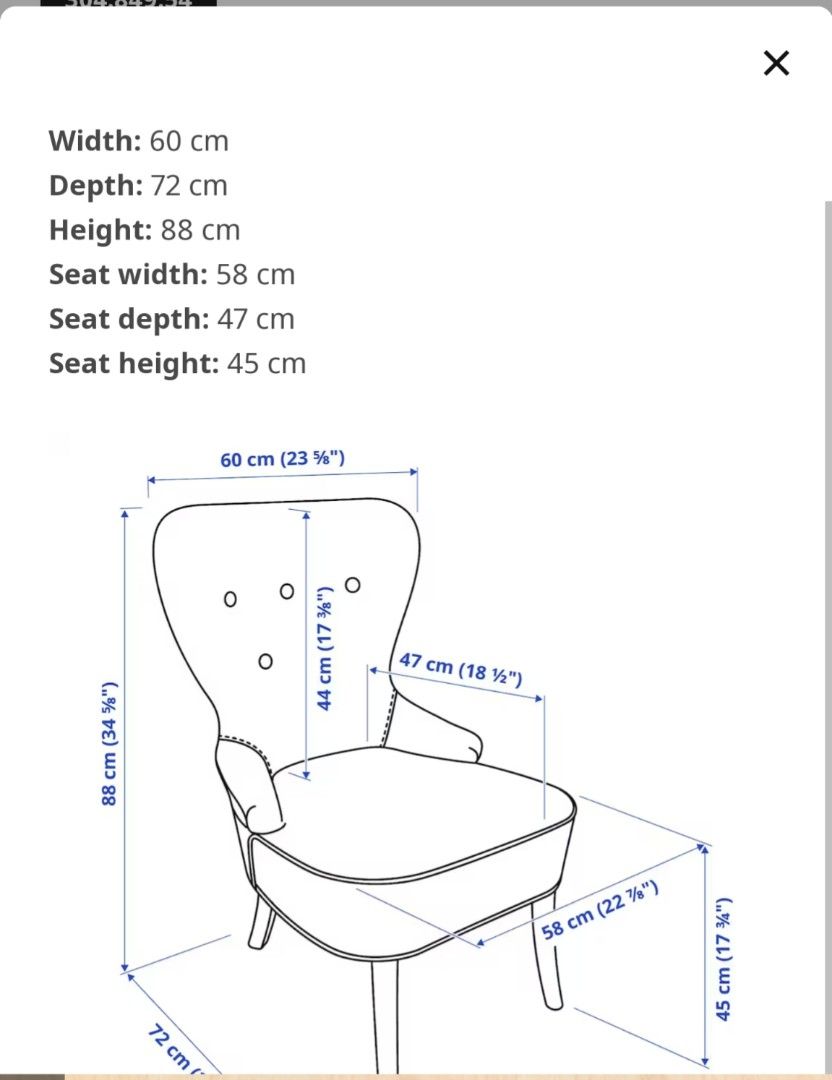 Ikea Armchair and footstool, Djuparp dark greenblue, Furniture & Home