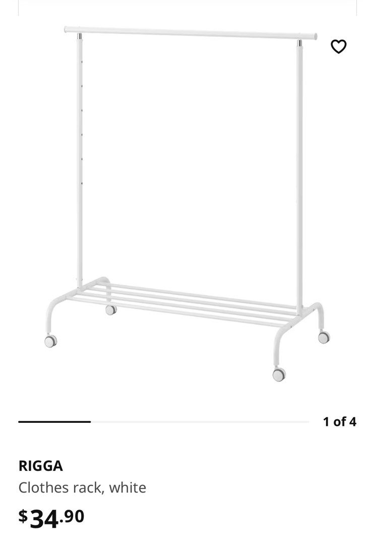 IKEA RIGGA Clothes rack in white, Furniture & Home Living, Home