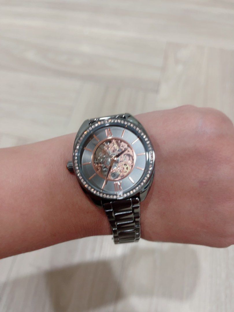 Jam fossil original 100 automatic warna black aluminium, Fesyen Wanita