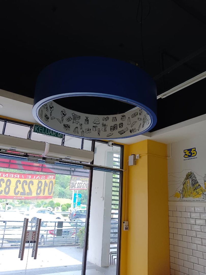 Lampu syiling bulat biru, Furniture & Home Living, Home Decor, Wall