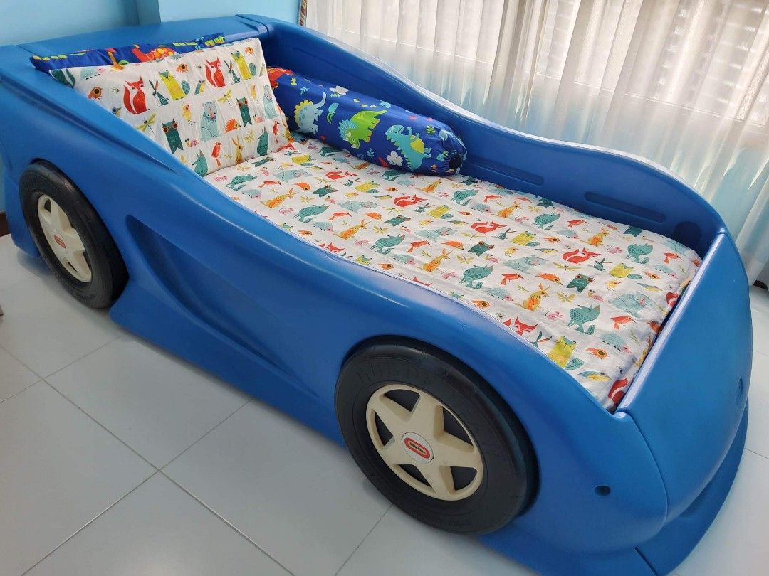 Little Tikes Blue car bed frame, Babies & Kids, Baby Nursery & Kids