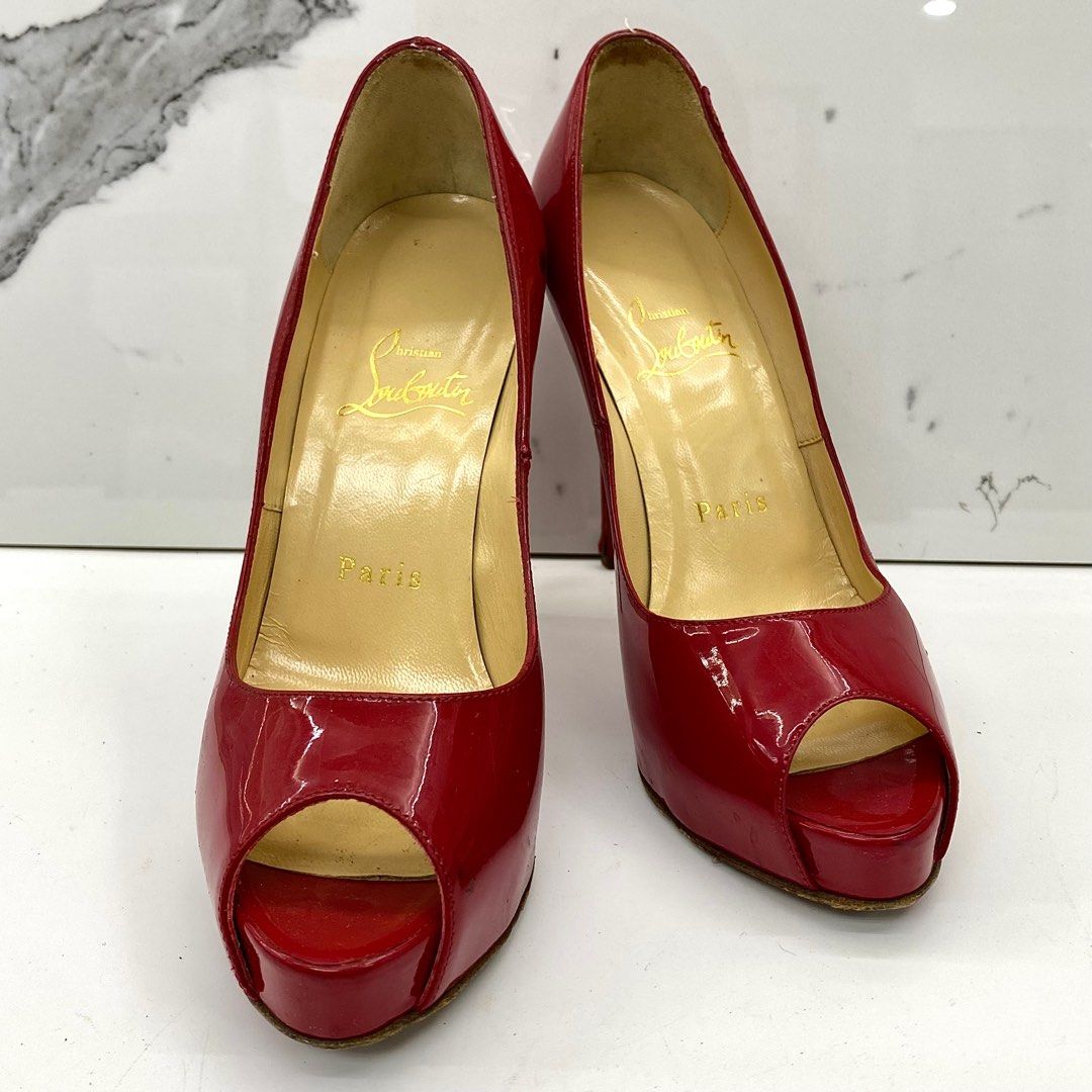 Red peep toe clearance stiletto heels