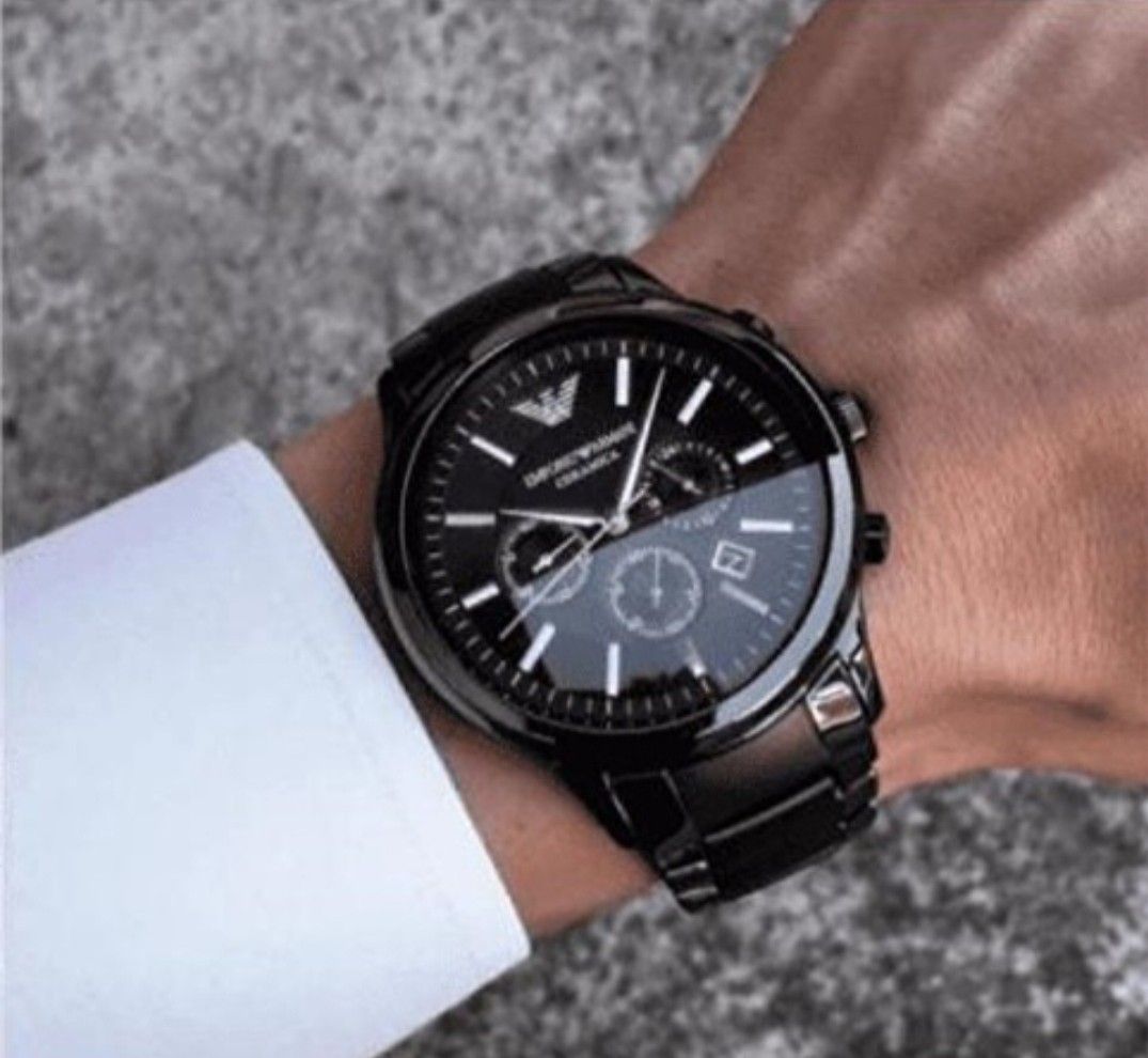 Emporio armani men's black ceramic bracelet watch clearance