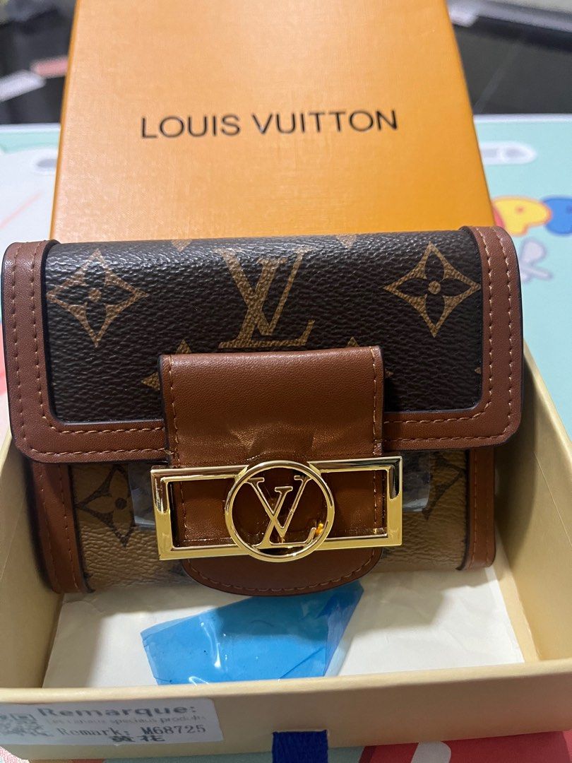 Louis Vuitton Dauphine M68725 Compact Wallet Monogram Reverse Canvs Brown  Gold
