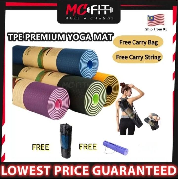 Workout Mat TPE Exercise Yoga Mat Pilates Mat Fitness Mat With