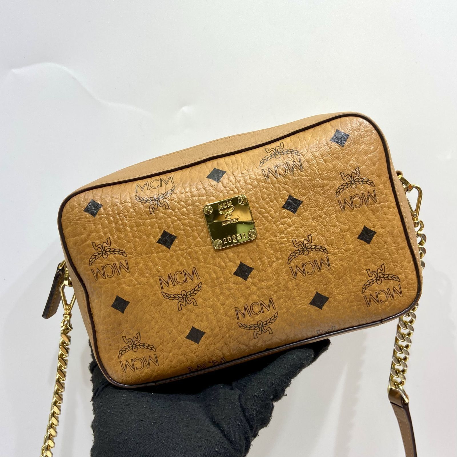 Mini sling bag MCM with serial number, Luxury, Bags & Wallets on Carousell