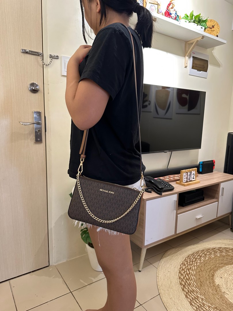 Michael Kors Pouchette Sling Bag, Luxury, Bags & Wallets on Carousell