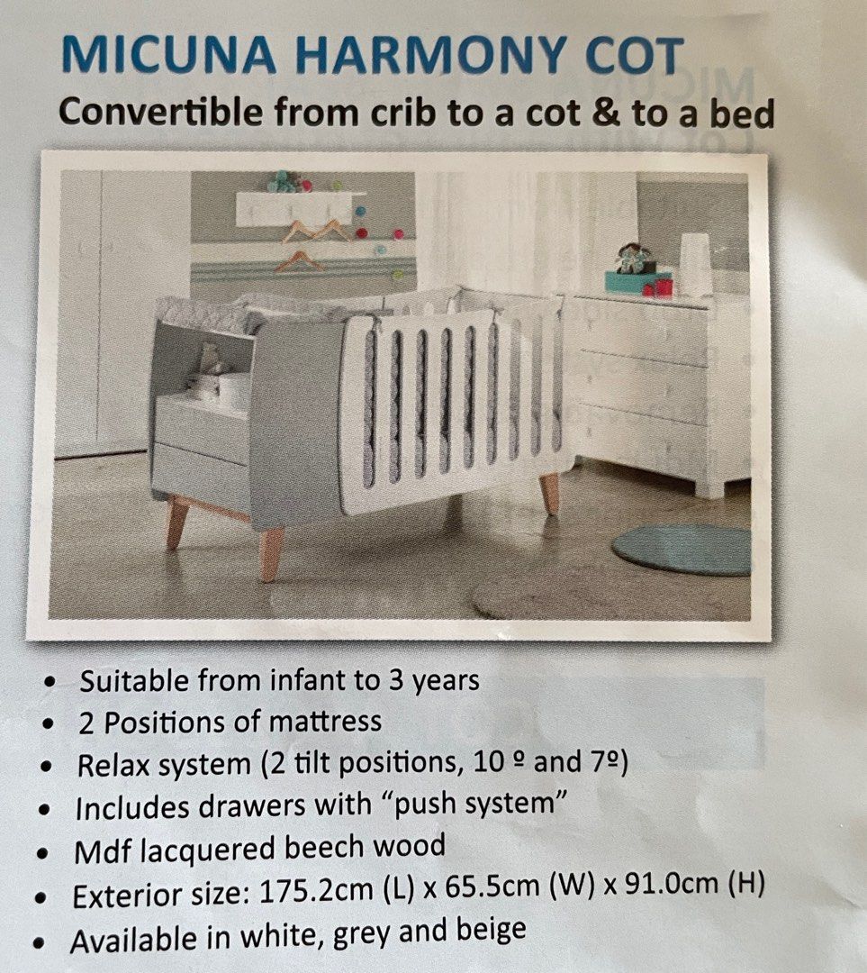 Micuna Harmony Cot, Babies & Kids, Baby Nursery & Kids Furniture, Cots