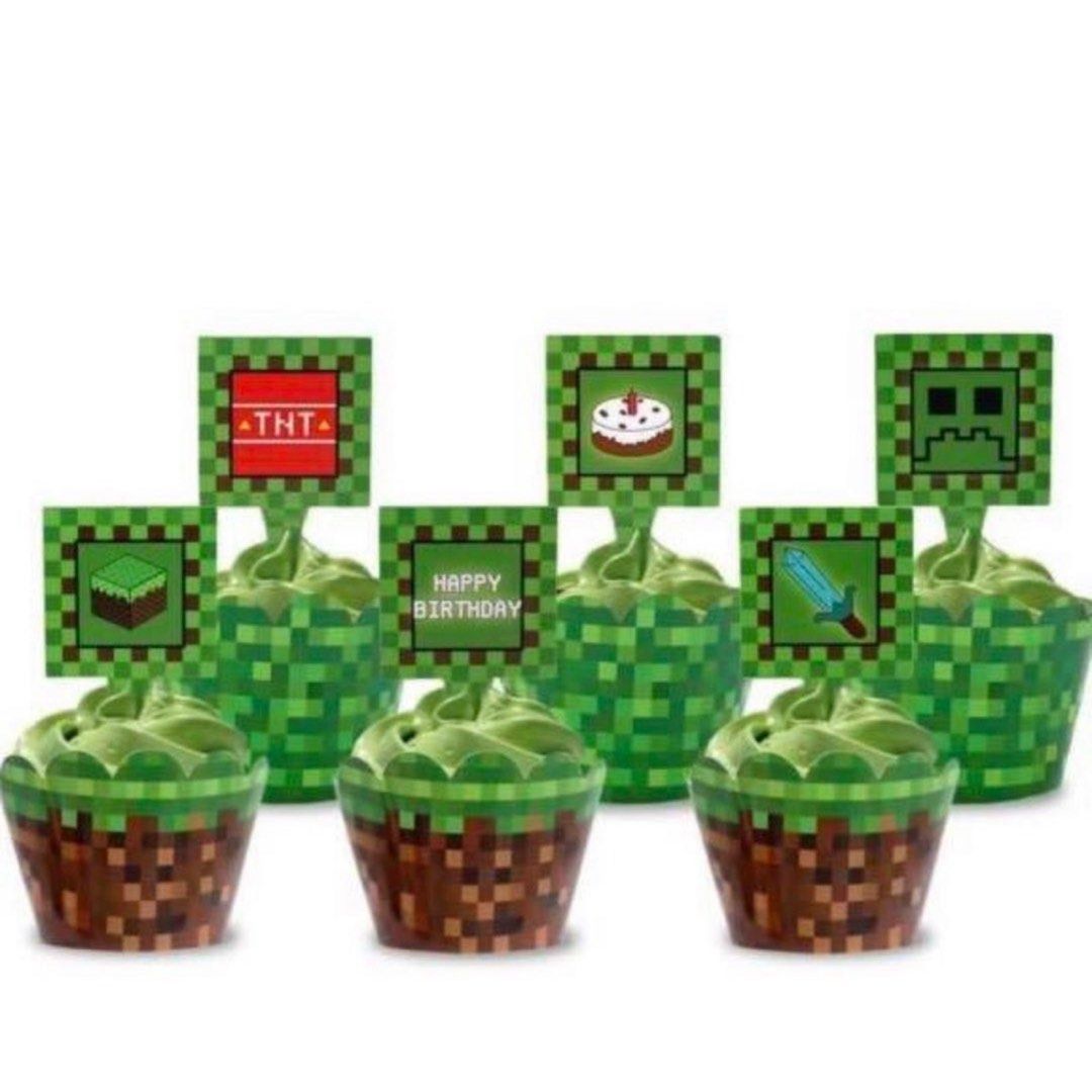 Minecraft party supplies dessert cupcake toppers / DIY Cake deco