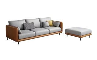 Modern Contemporary 3 Seater + Stool Sofa Direct Sales From Factories. Technology Fabric, Easy Maintenance, Long Usage.