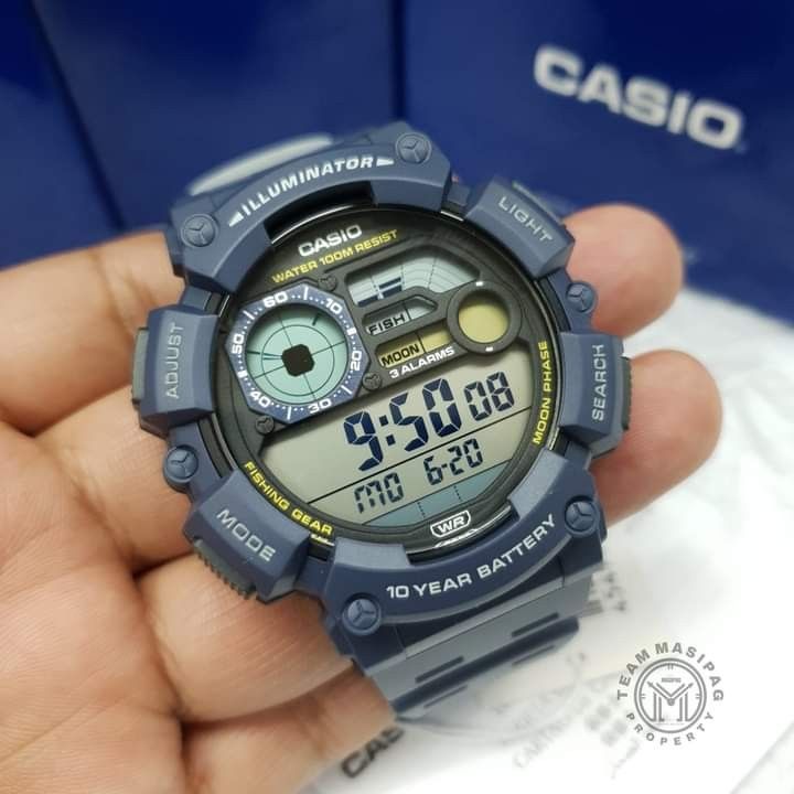Casio Men WS-1500H-1A WS1500H-1A Digital Fishing Gear Watch Black Resin  Band [READY STOCK]