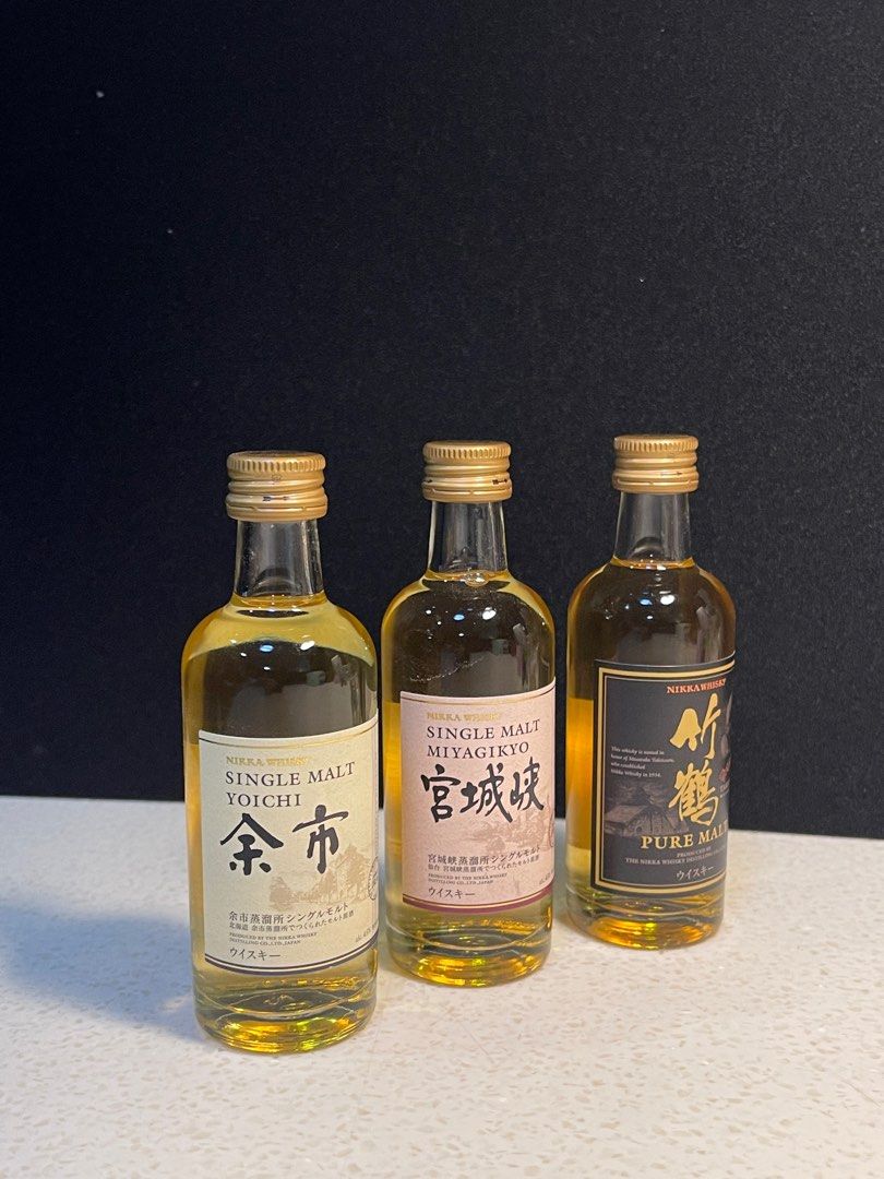 Nikka Whisky日本余市威士忌余市+竹鶴＋宮城峽50ml, 嘢食& 嘢飲, 酒精