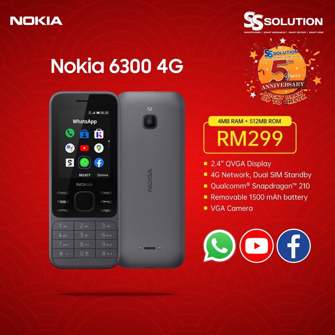 Nokia 6300 4G Original NOKIA MALAYSIA WARRANTY, Mobile Phones