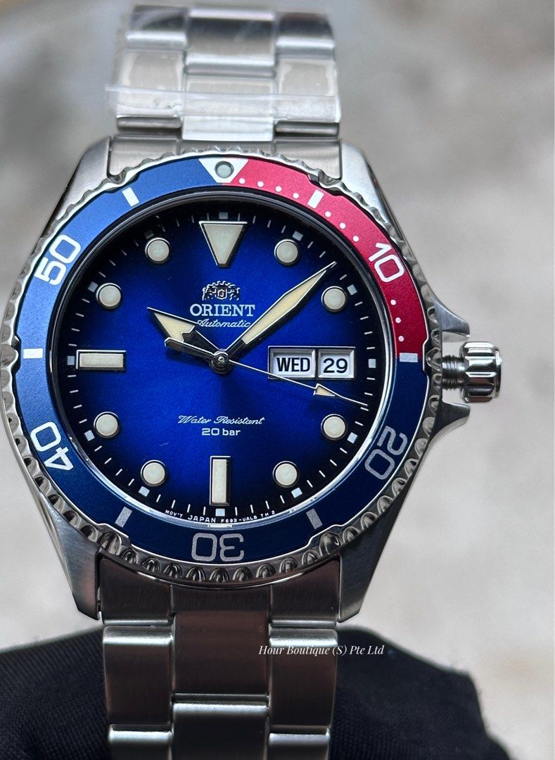 Orient Latest Kamasu Blue Red Bezel with Vintage Lume Automatic Divers RA AA0812L