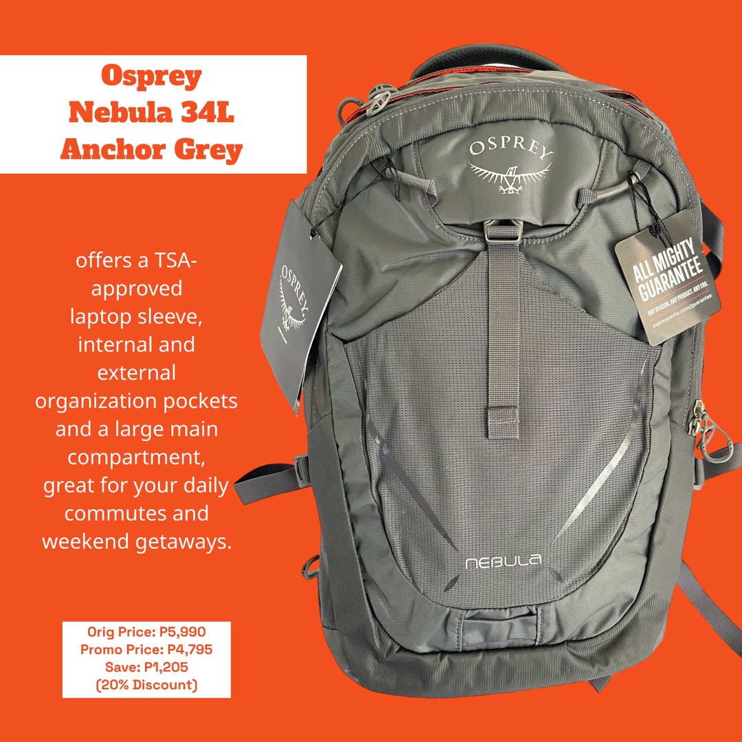 Osprey Nebula 34L Anchor Grey Men s Fashion Bags Backpacks