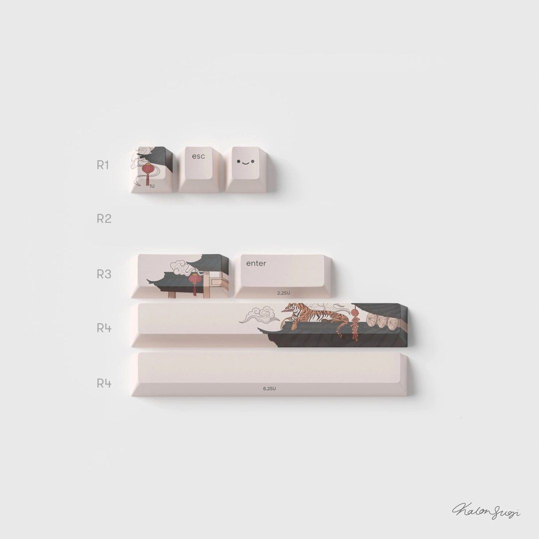 Osume Year of the Tiger Keycaps w/ both novelties, Computers