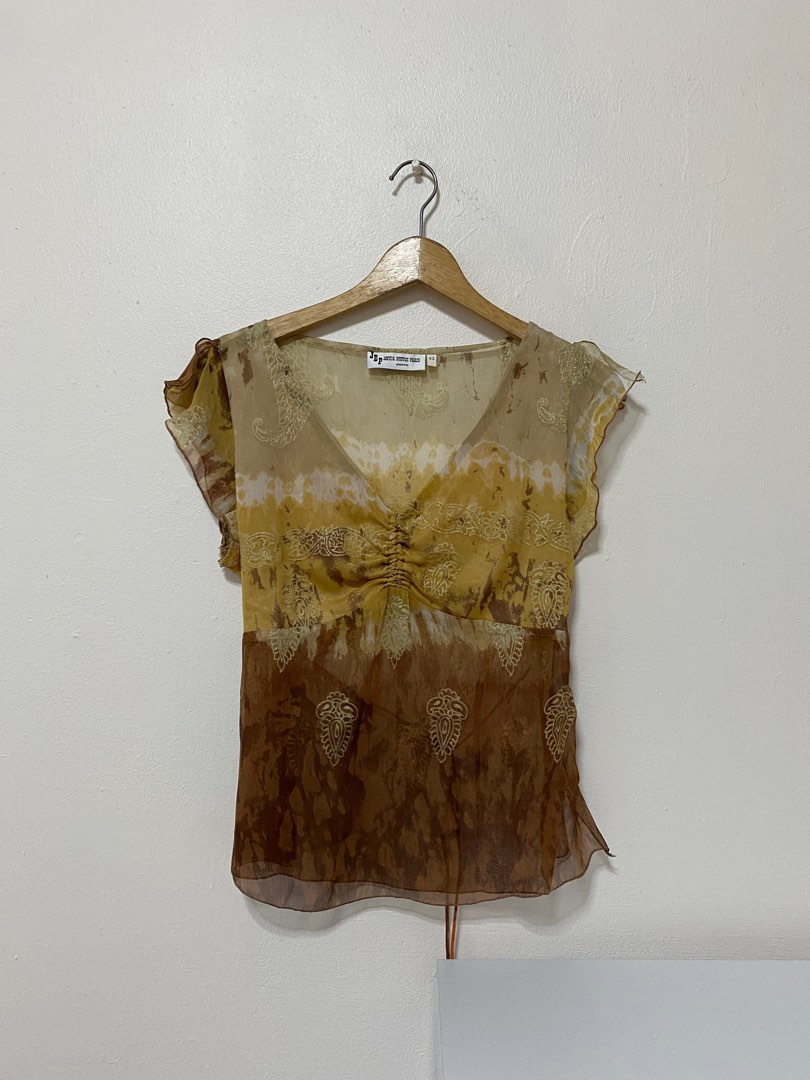 sheer paisley blouse