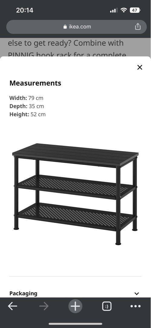 PINNIG Bench with shoe storage, black, Furniture & Home Living