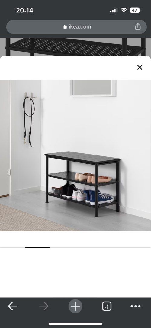 PINNIG Bench with shoe storage, black, Furniture & Home Living