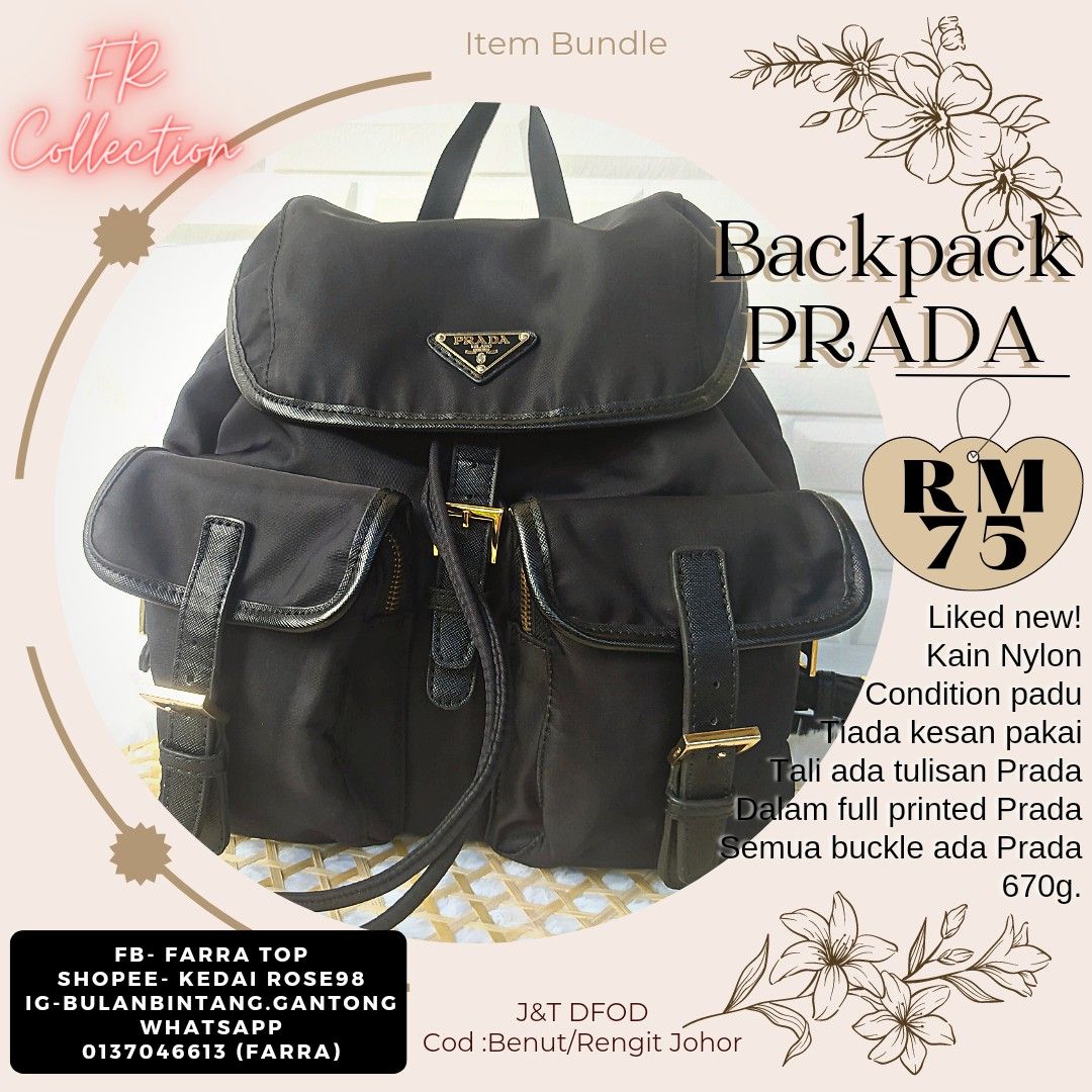 Prada Backpack, Women's Fashion, Bags & Wallets, Backpacks on Carousell