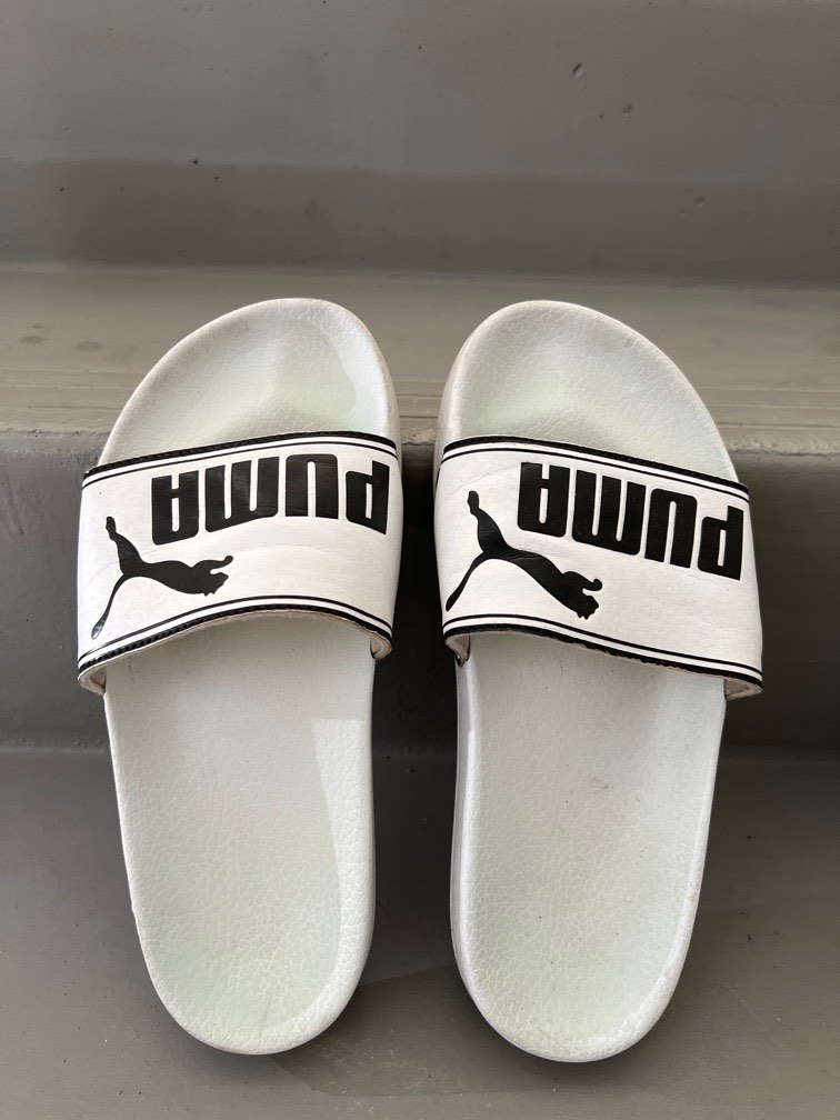 All white clearance puma slides