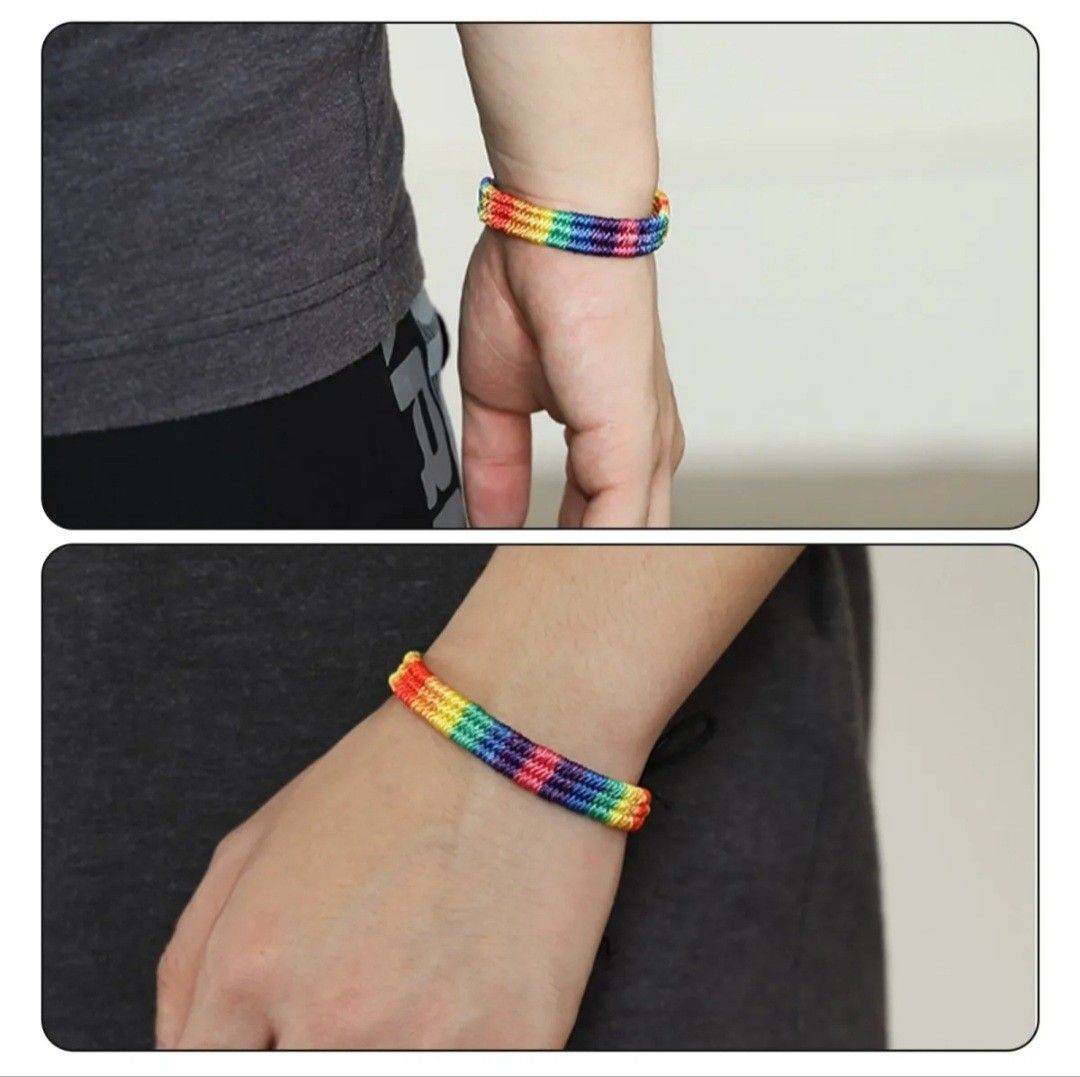 Rainbow braided bracelet store