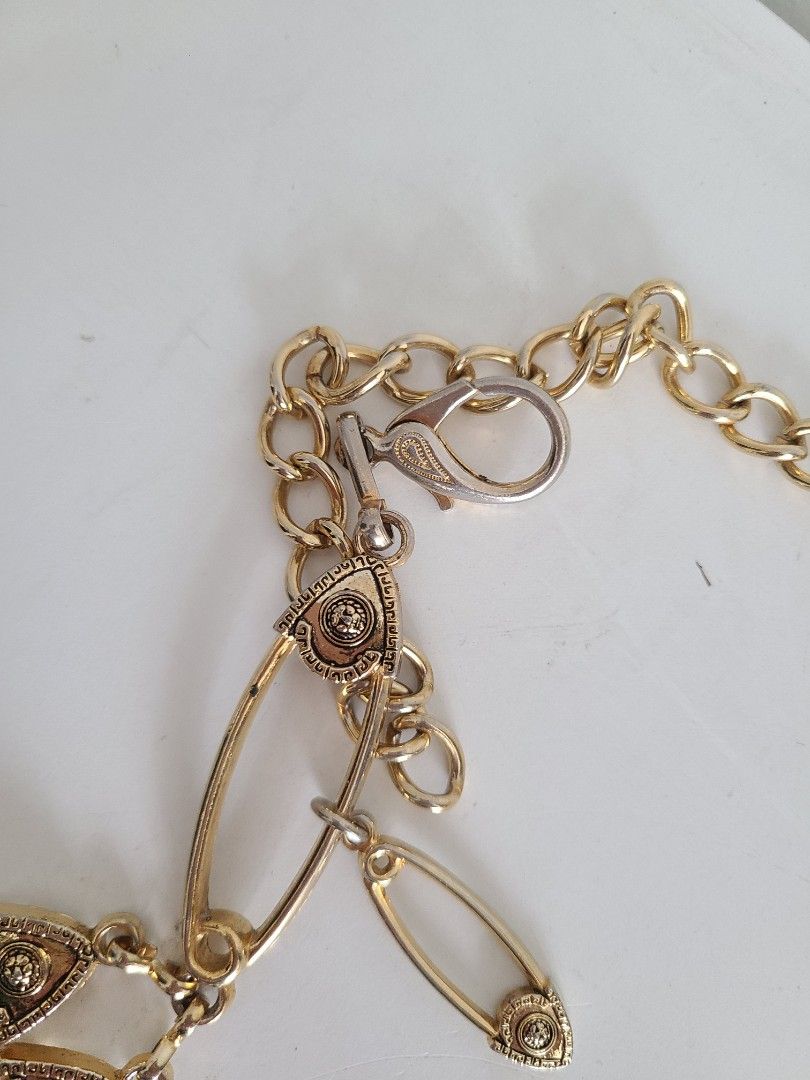 Rare Vintage Safety pin brass chain belt, Women's Fashion, Jewelry