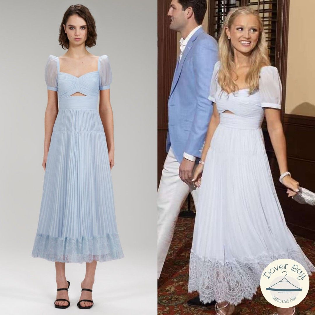 Self Portrait Light Blue Chiffon Cut Out Midi Dress