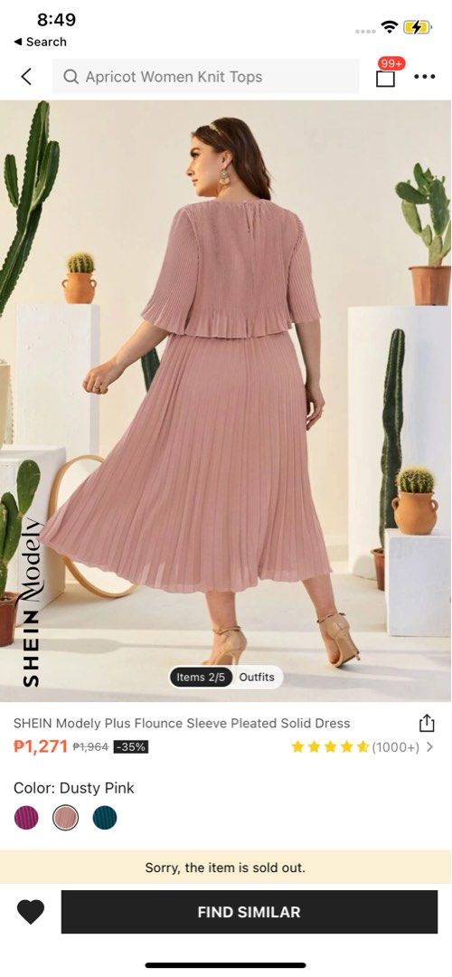SHEIN Modely Plus Puff Sleeve Pleated Maxi Dress