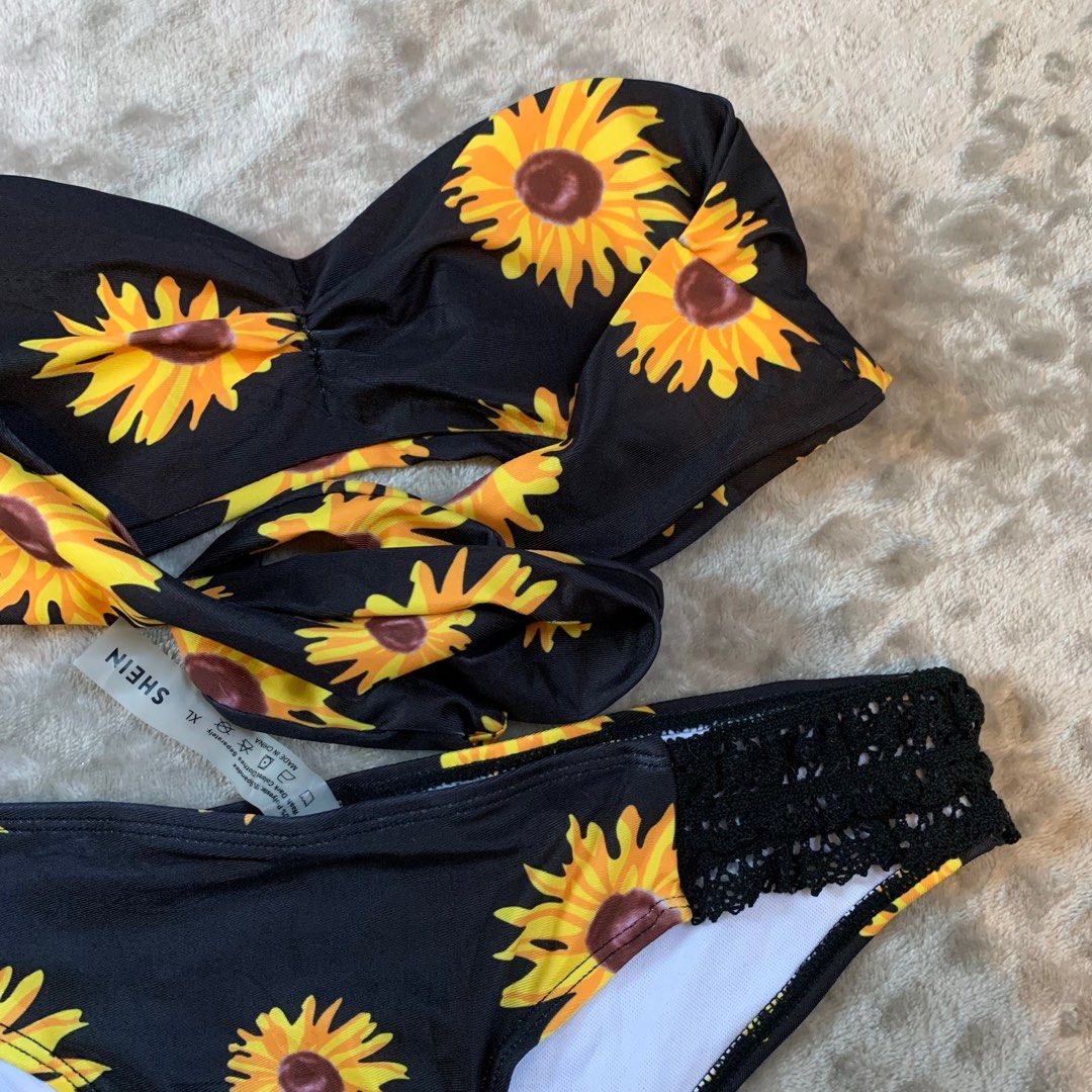 Shein Sunflower Two Piece Swimsuit (Category: Bikinis & Swimsuits) located in Caloocan City. Submitted by astherielle13 (Listing ID 1217611464, Image 2). Description: xl in tag .