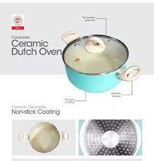 Slique Dutch Oven Ceramic Cookware 20cm (Category: Cookware & Accessories) located in Manila. Submitted by gemini51 (Listing ID 1217532426, Image 2). Description: Product Details: • Healthy Ceramic Coating free from PFOA. • Unique & Stylish pans add beauty to your kitchen. • 2 Layer Ceramic Coating. • Pure Grade Aluminum for even heat distribution. • 2.3 mm body, 2.3 mm bottom, 2.5 mm edge. • Easy to Clean.