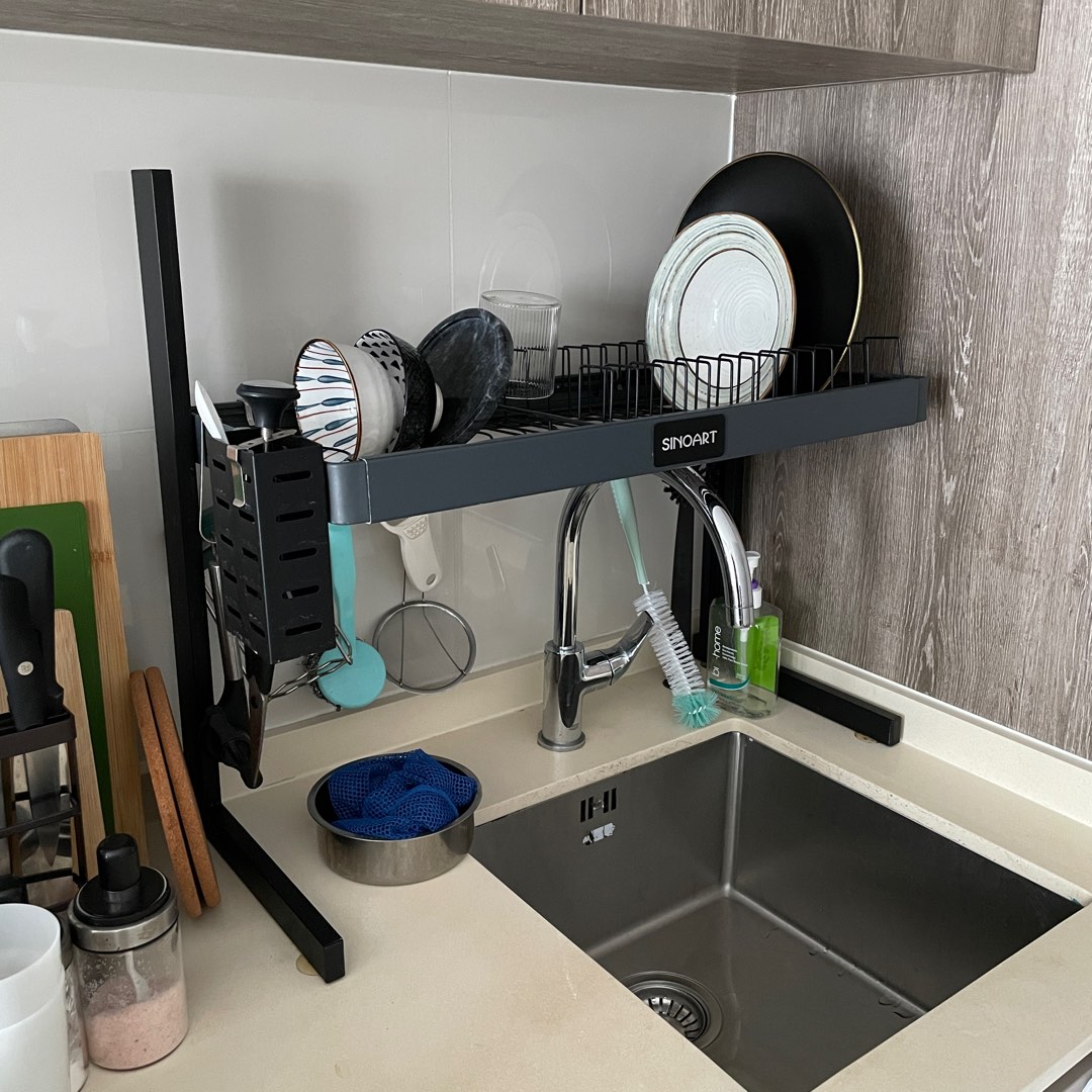 Stainless Steel Adjustable Dish Drying Rack, Furniture & Home Living ...