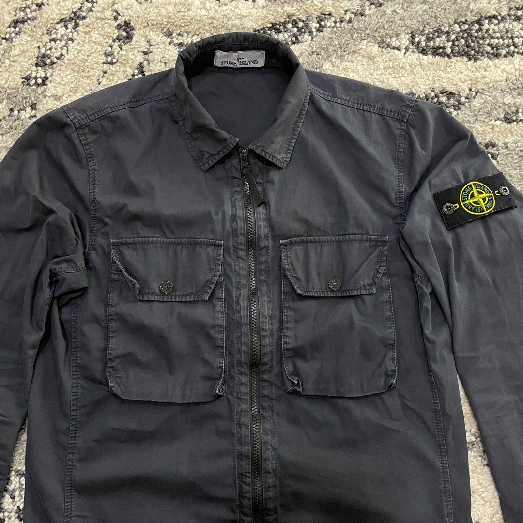 Stone island brushed canvas overshirt on sale